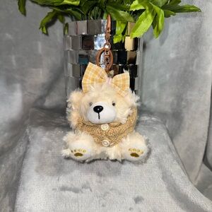 Cute Plush Bear Keychain with Bow